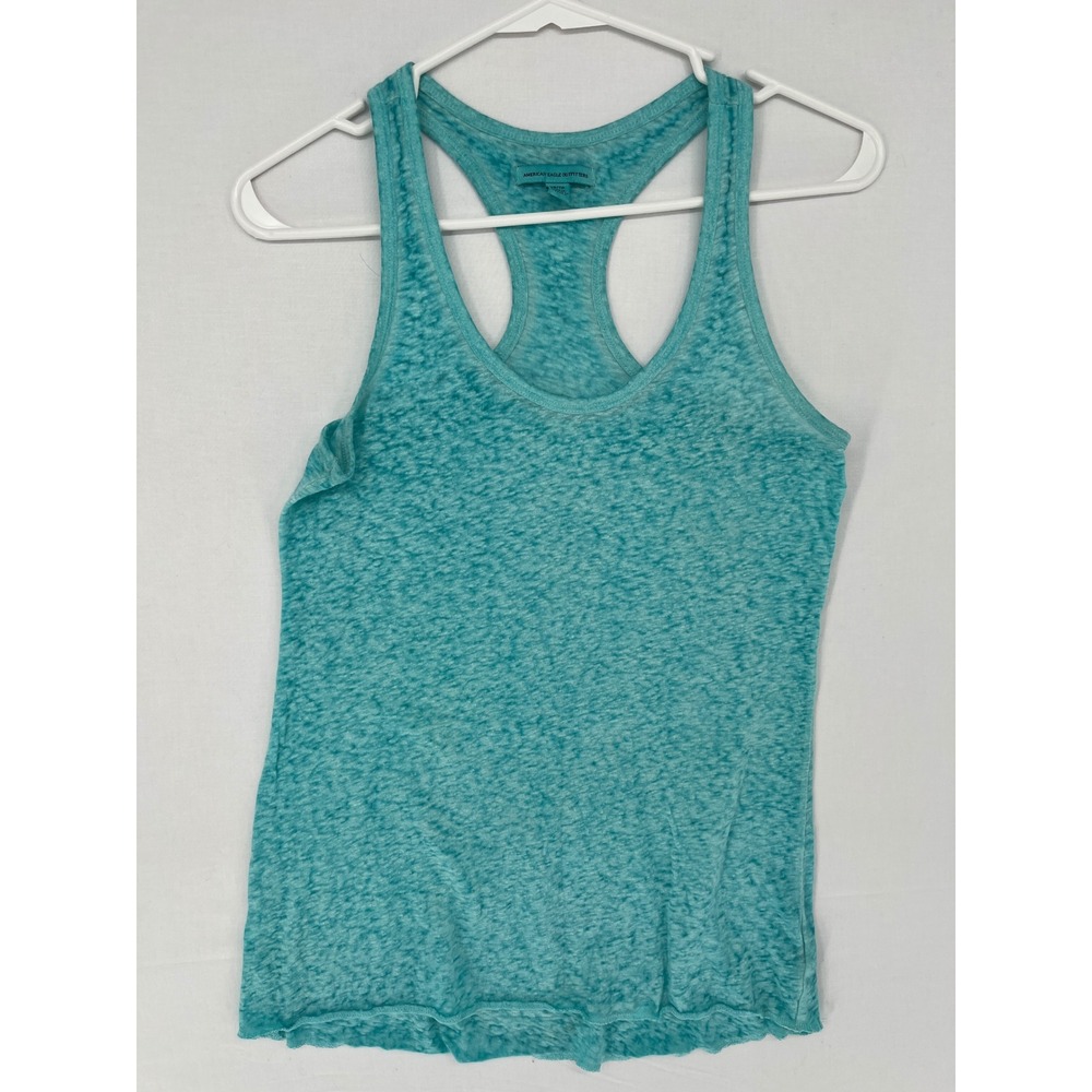 American Eagle Outfitters Racerback Tank Top Burnout Teal Blue XS